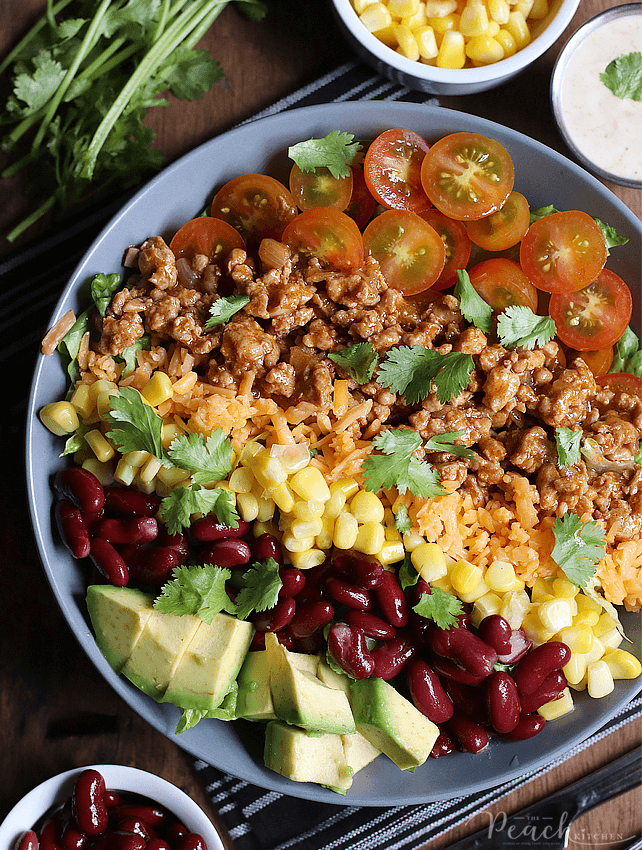 Ground Chicken Taco Salad - The Peach Kitchen